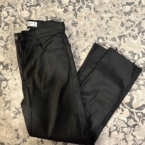 Abercrombie cropped black leather (ish) pants